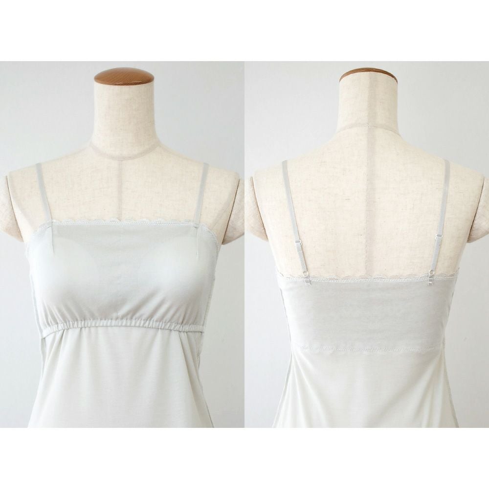 シルク カップ付きキャミソール フロントレース 日本製