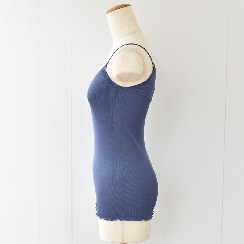 シルク100％ テレコ 金具がないカップ付きキャミソール 病院用 日本製 ウォッシャブル加工