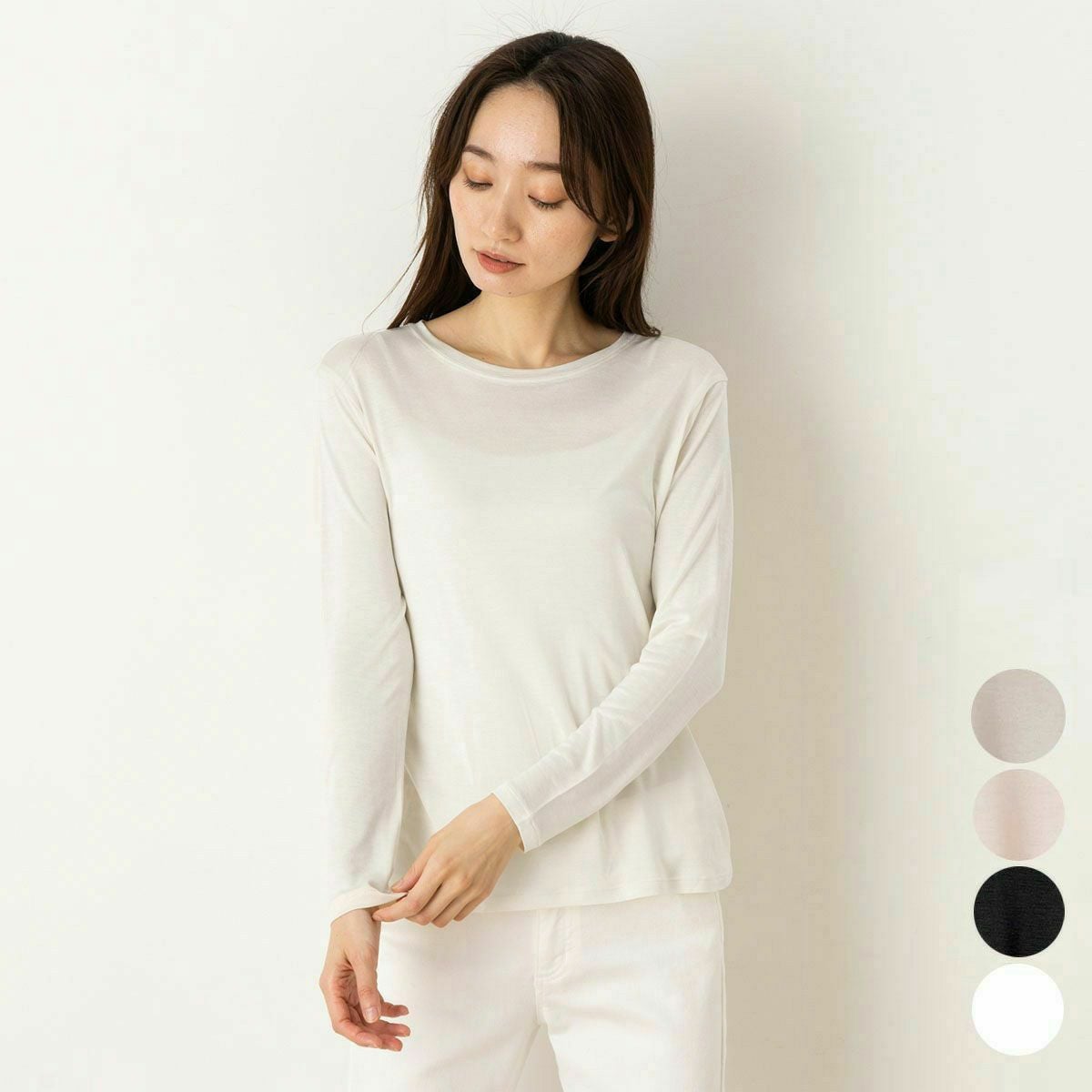 シルク100％ 長袖 インナー 日本製【ふわ肌シルク】