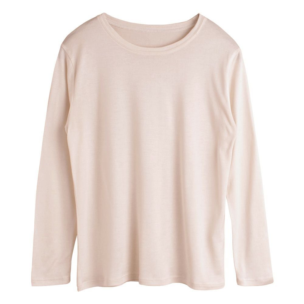 シルク100％ 長袖 インナー 日本製 クルーネック 【ふわ肌シルク】