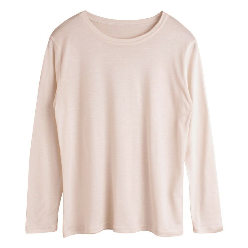 シルク100％ 長袖 インナー 日本製 クルーネック 【ふわ肌シルク】