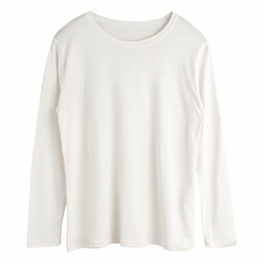 シルク100％ 長袖 インナー 日本製 クルーネック 【ふわ肌シルク】