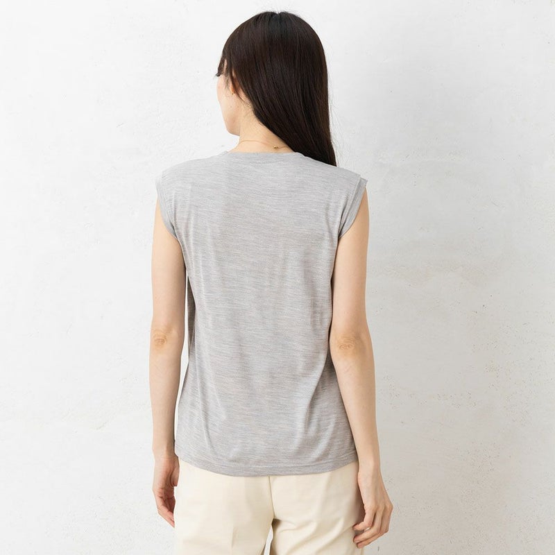 シルク100％ ソフトジャージー カップ付き タンクトップ クルーネック ゆるラク 日本製