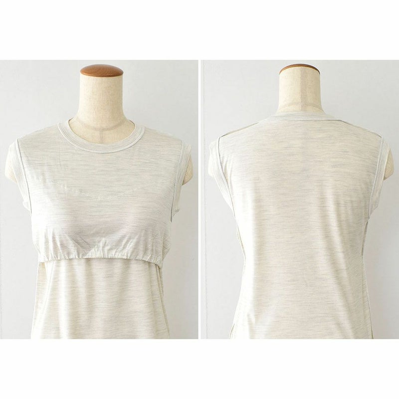 シルク100％ ソフトジャージー カップ付き タンクトップ クルーネック ゆるラク 日本製