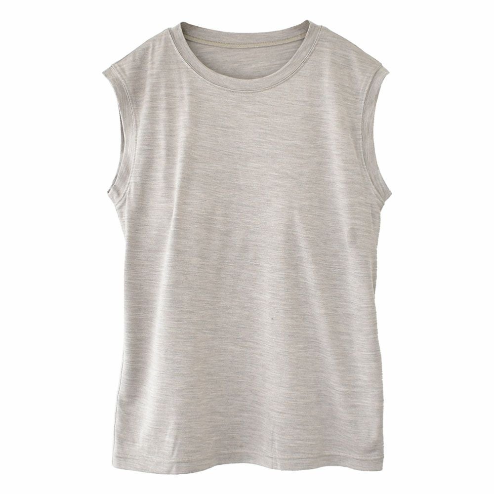 シルク100％ ソフトジャージー カップ付き タンクトップ クルーネック ゆるラク 日本製
