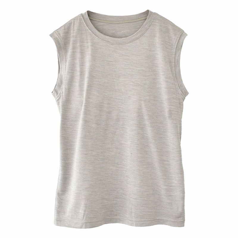 シルク100％ ソフトジャージー カップ付き タンクトップ クルーネック ゆるラク 日本製