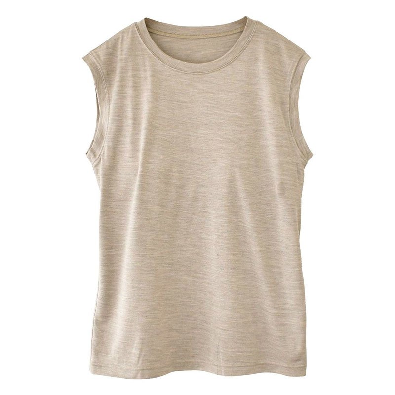 シルク100％ ソフトジャージー カップ付き タンクトップ クルーネック ゆるラク 日本製