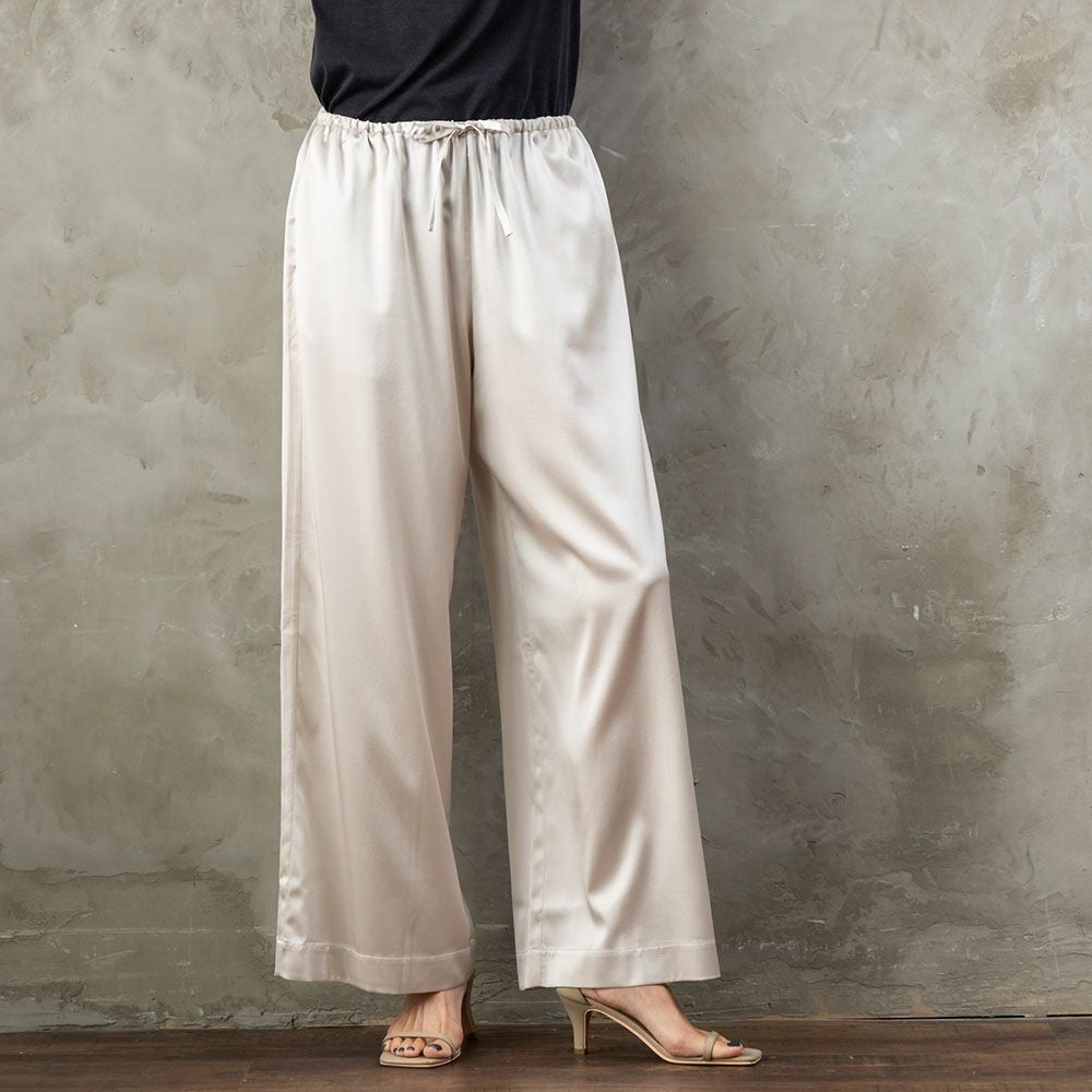 シルクサテンストレッチ ワイドパンツ 19匁