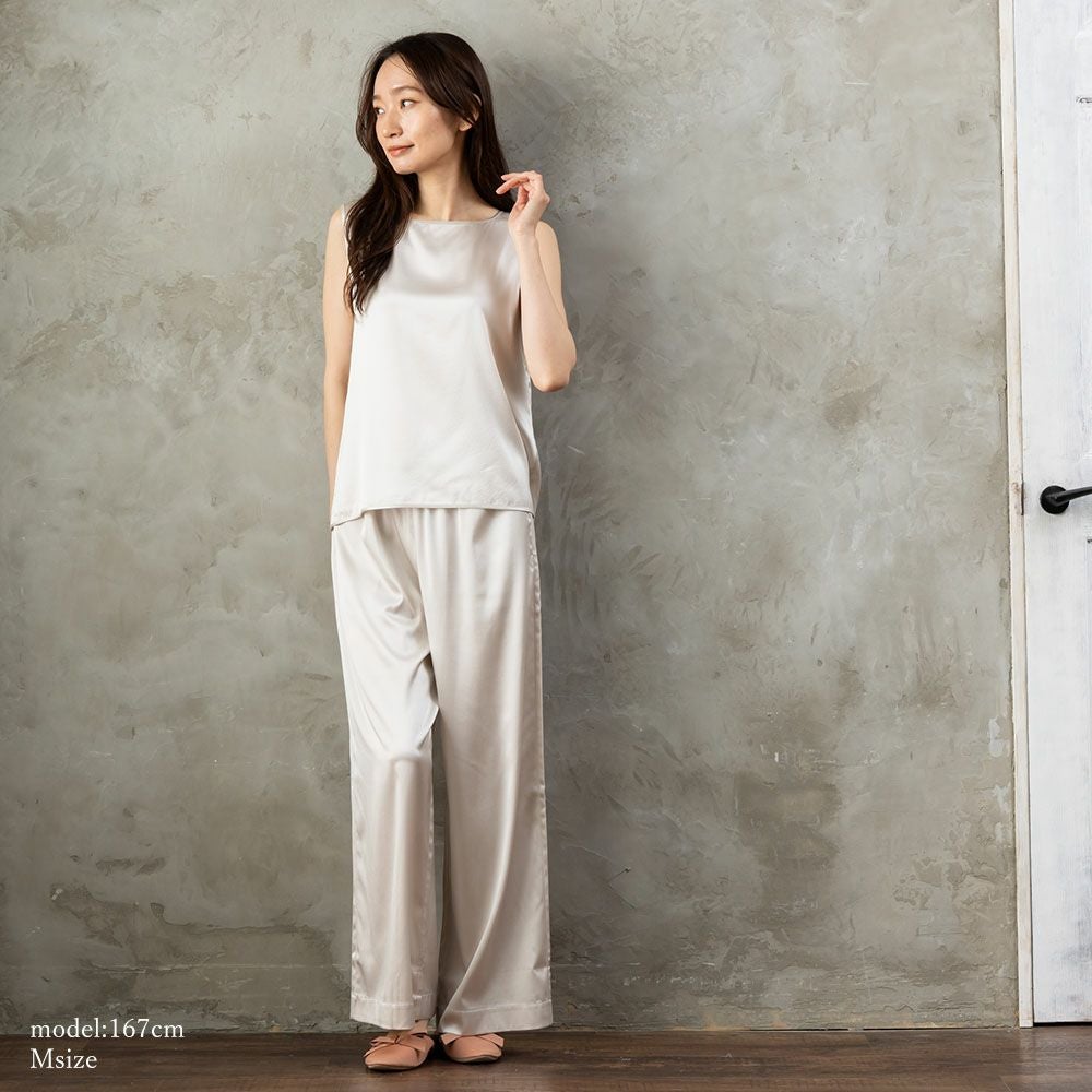 シルクサテンストレッチ パジャマ 上下セット