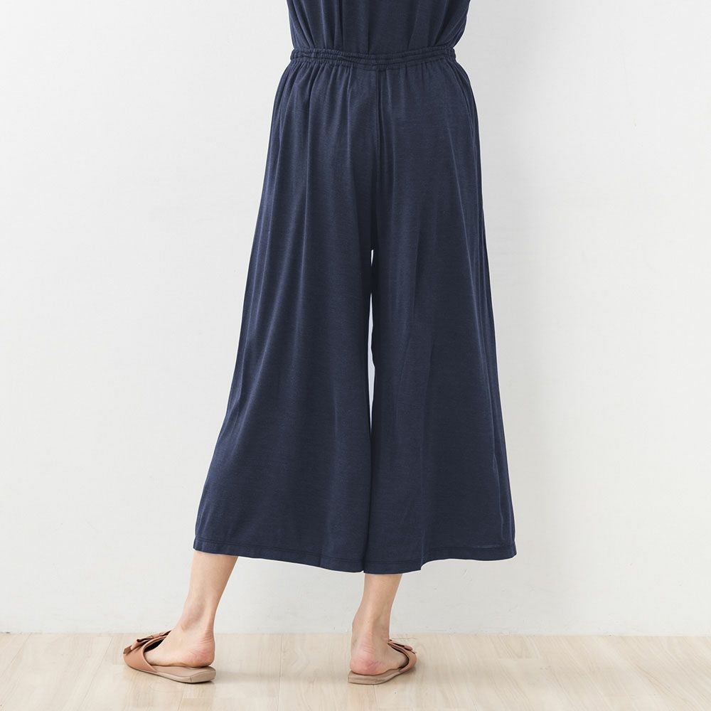 シルク100% ソフトジャージー パジャマ 上下セット フレンチ袖トップスとガウチョパンツ 日本製