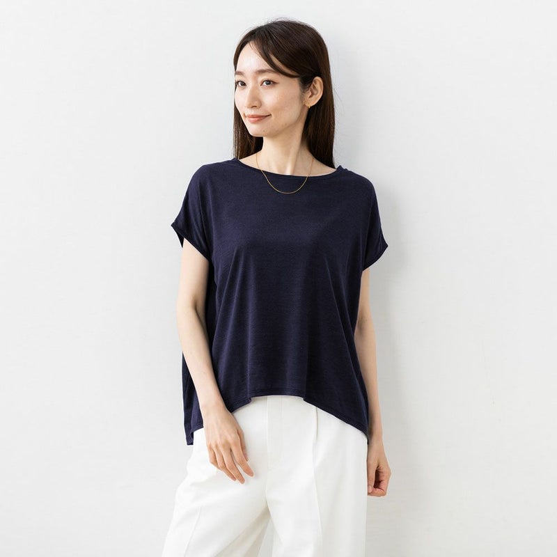 シルク100% ジャージー フレンチ袖トップス 日本製