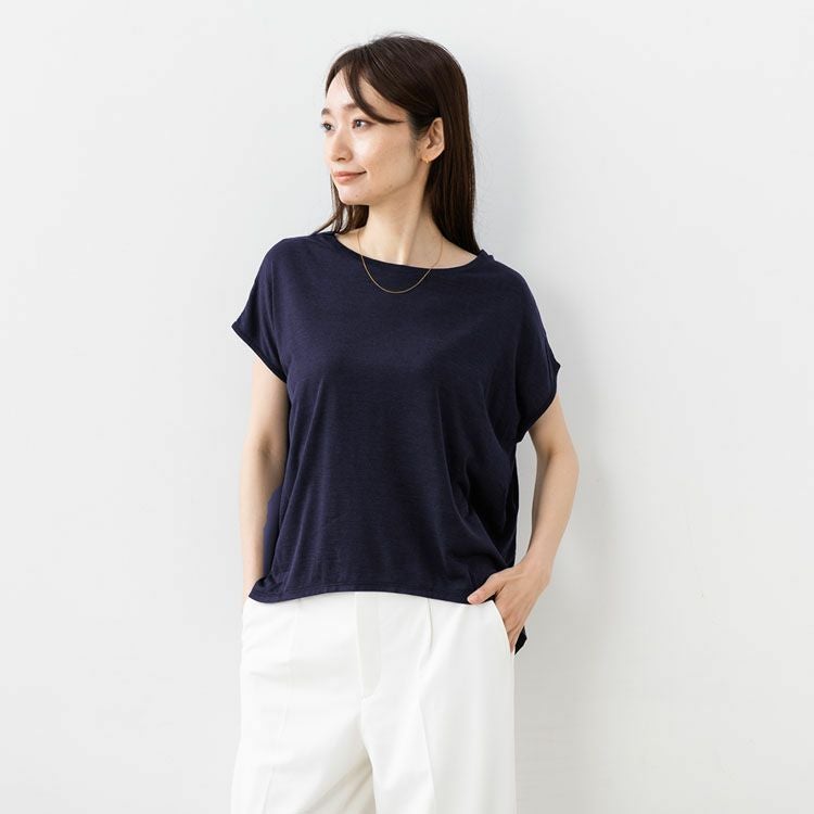 シルク100% ジャージー フレンチ袖トップス 日本製