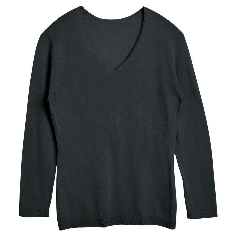 シルク100％ ふわふわ加工 Vネック 長袖インナー 日本製