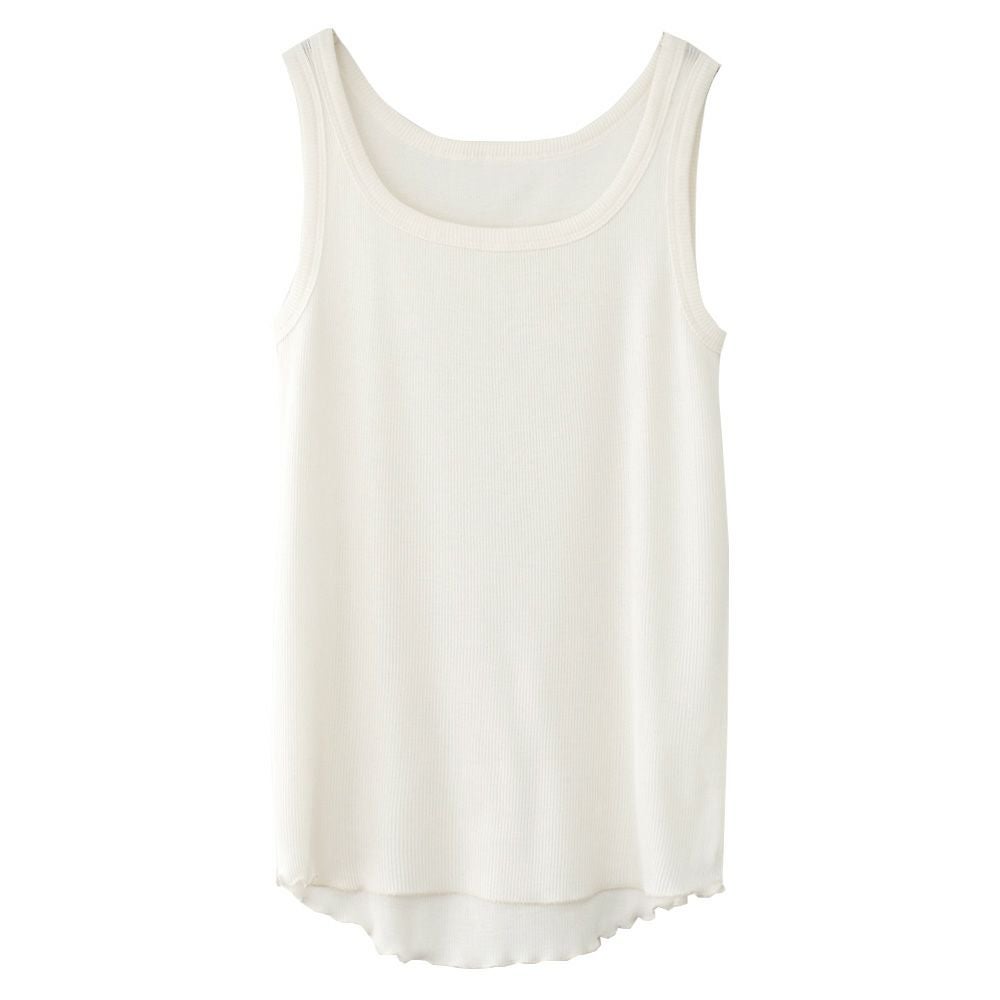 シルク100% テレコ　タンクトップ 日本製 ウォッシャブル加工