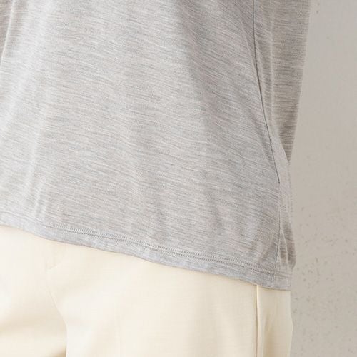 シルク100％ ソフトジャージー Vネック 7分袖トップス 日本製 ウォッシャブル加工