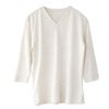 シルク100％ ソフトジャージー Vネック 7分袖トップス 日本製 ウォッシャブル加工