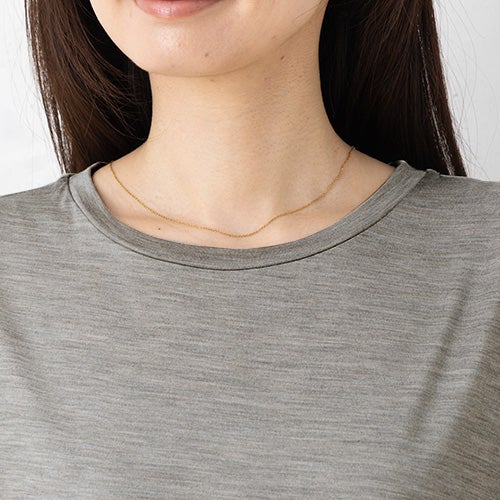 シルク100％ ジャージー クルーネック 5分袖トップス 日本製