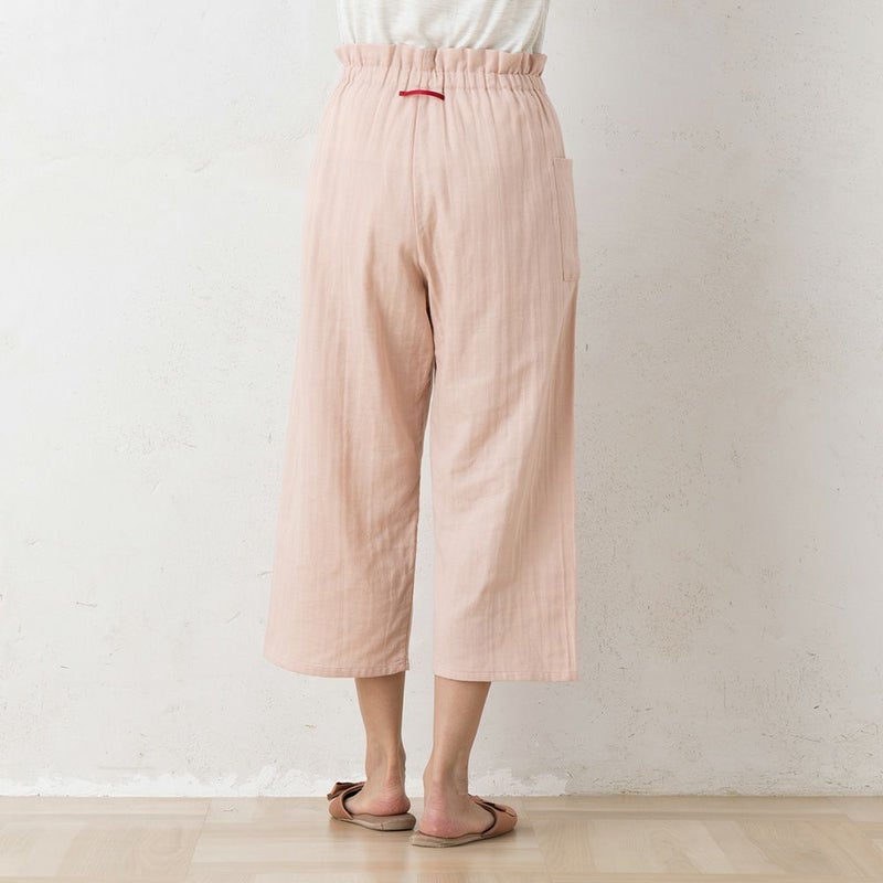 オーガニックコットン100% 和晒しダブルガーゼ 湯上りパジャマ 上下セット フレンチ袖トップスとルームパンツ 日本製