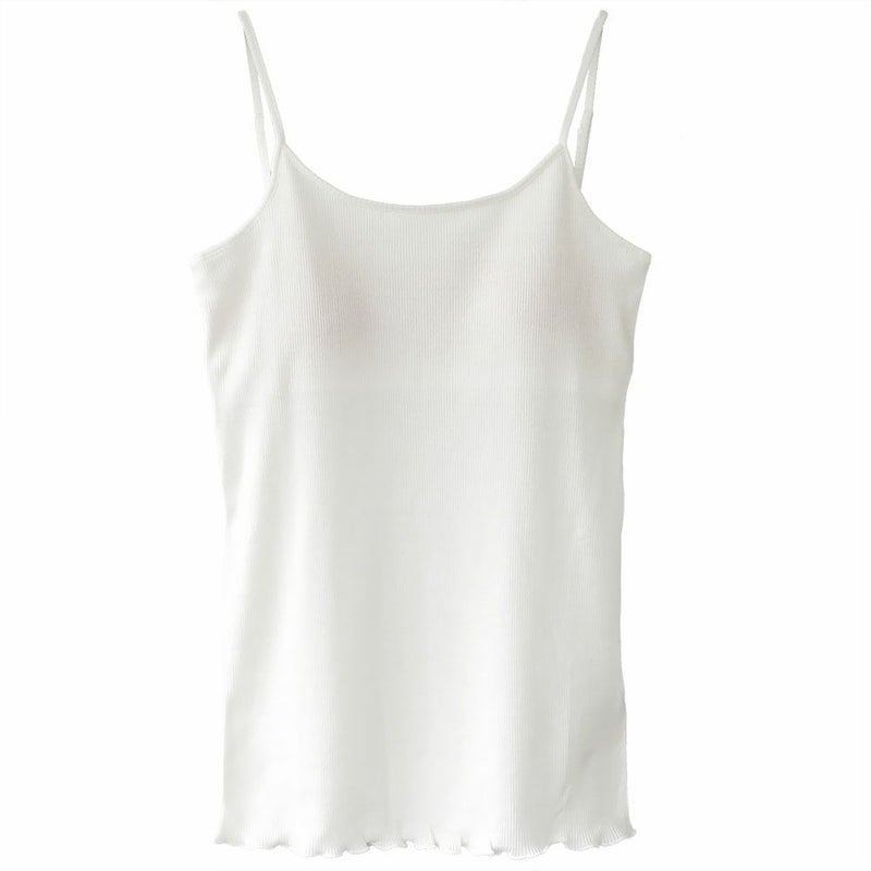 コットンシルク テレコ カップ付きキャミソール