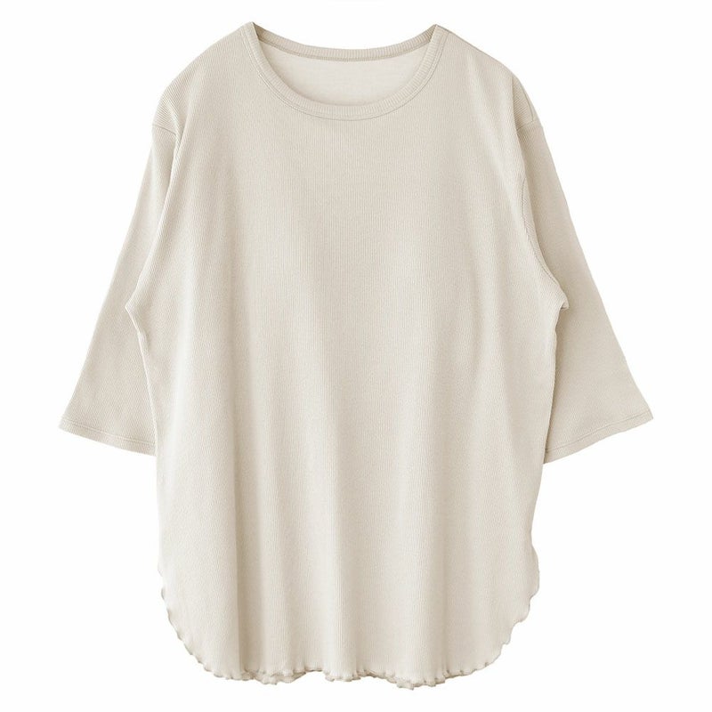 オーガニックコットン100% テレコ カップ付きトップス 日本製 カップ裏シルク