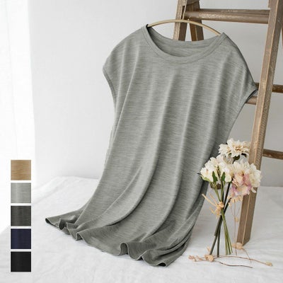 シルク100% ジャージー フレンチ袖 クルーネック Tシャツ 日本製