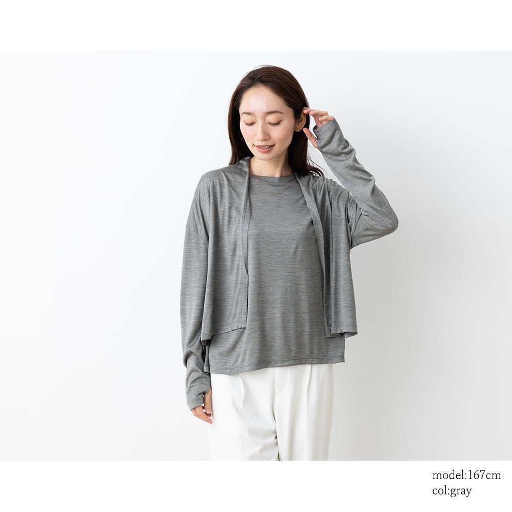 シルク100% ジャージー フレンチ袖 クルーネック Tシャツ 日本製