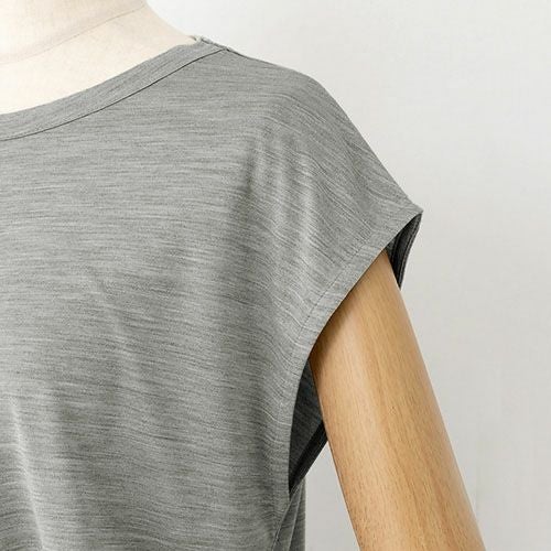 シルク100% ジャージー フレンチ袖 クルーネック Tシャツ 日本製