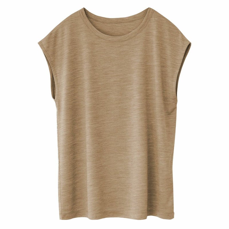 シルク100% ジャージー フレンチ袖 クルーネック Tシャツ 日本製