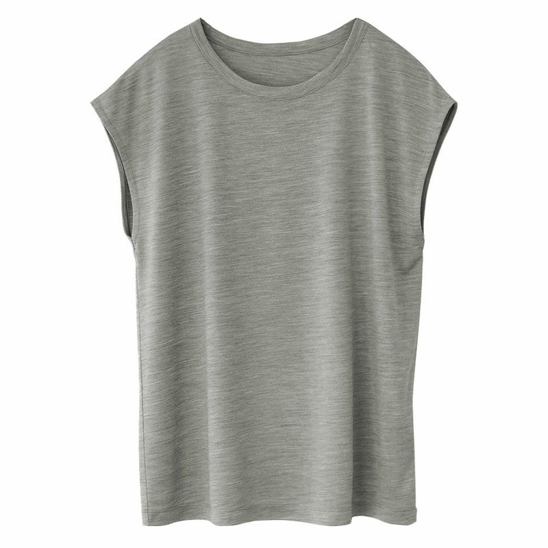 シルク100% ジャージー フレンチ袖 クルーネック Tシャツ 日本製