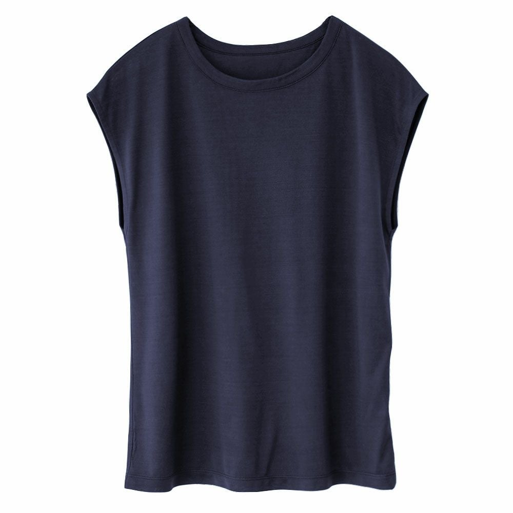 シルク100% ジャージー フレンチ袖 クルーネック Tシャツ 日本製