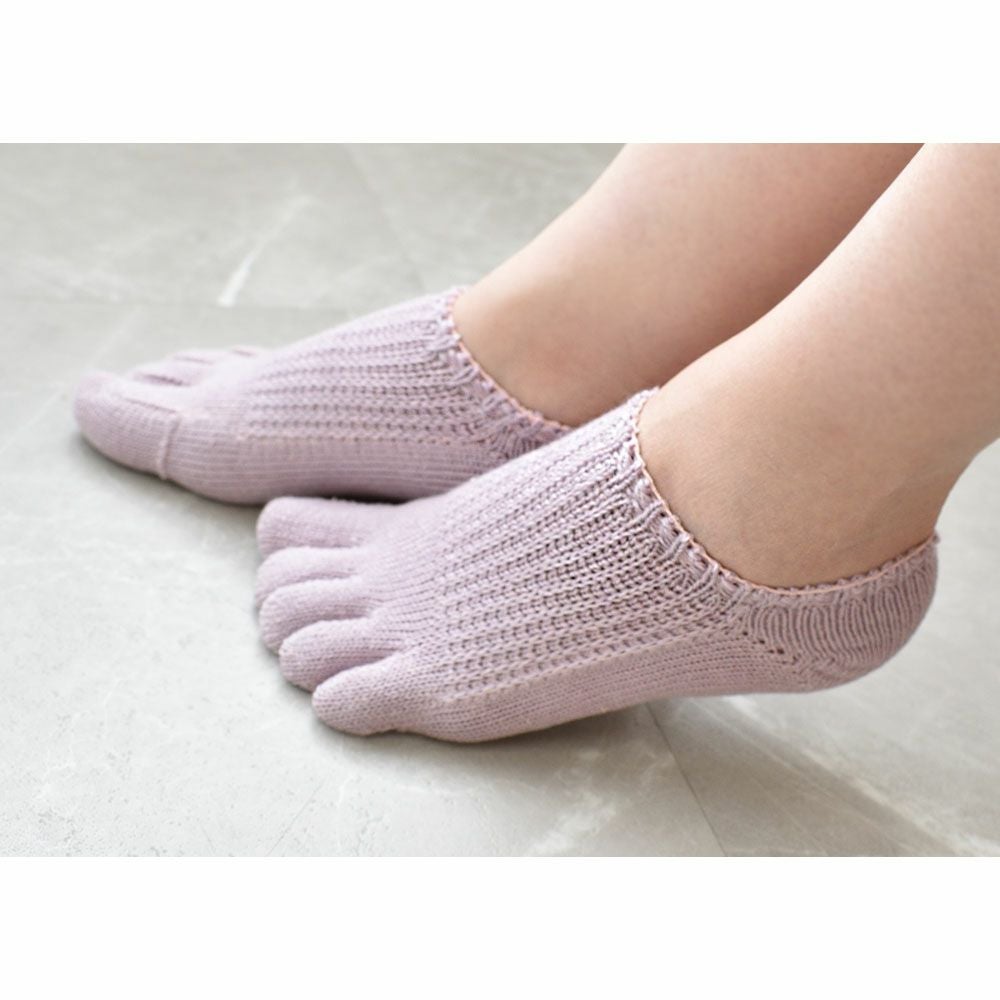 肌側シルク 5本指スニーカーソックス 日本製 ホールガーメント