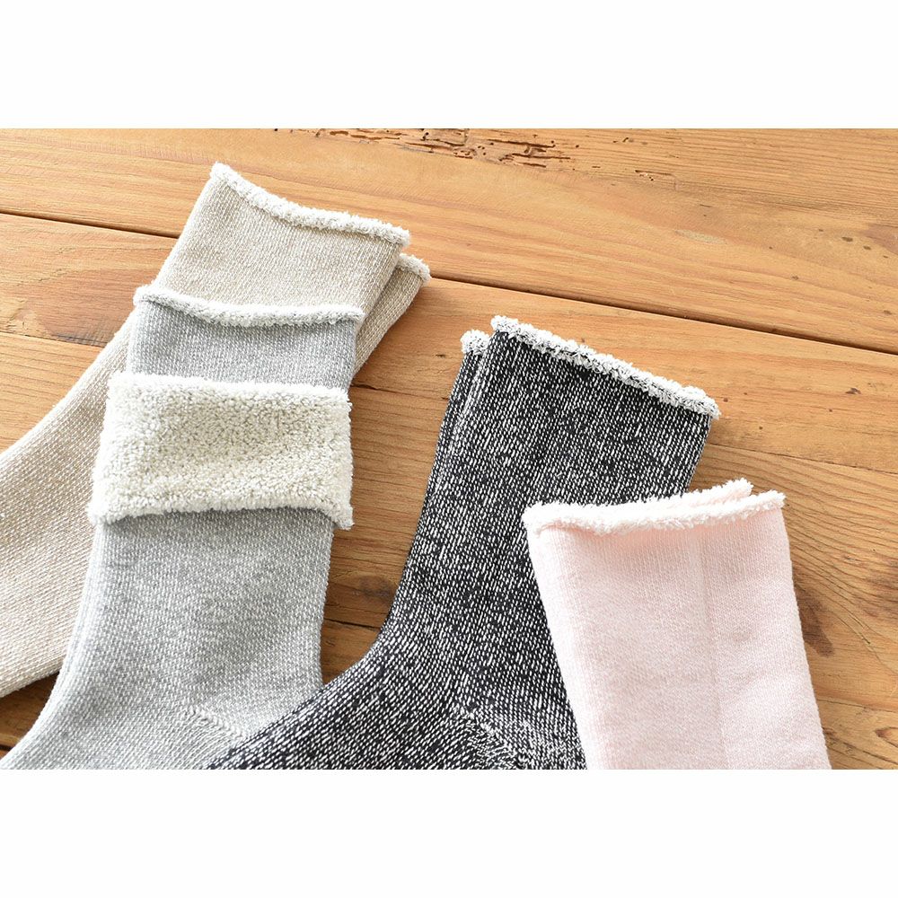 ふかふか裏パイル コットン ソックス 日本製 肌側綿100％