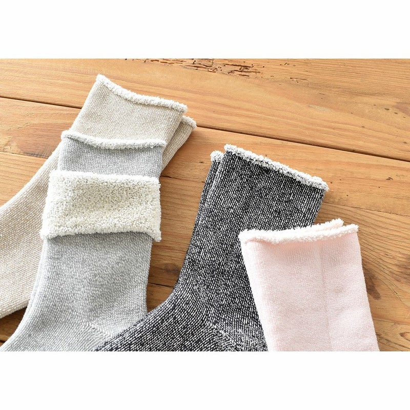 ふかふか裏パイル コットン ソックス 日本製 肌側綿100％