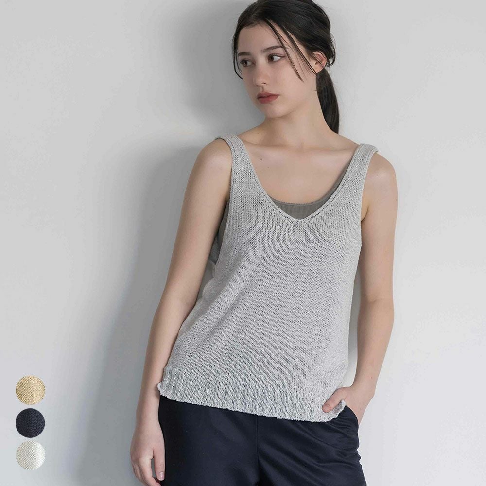 リネンシルク ニットタンクトップ 日本製