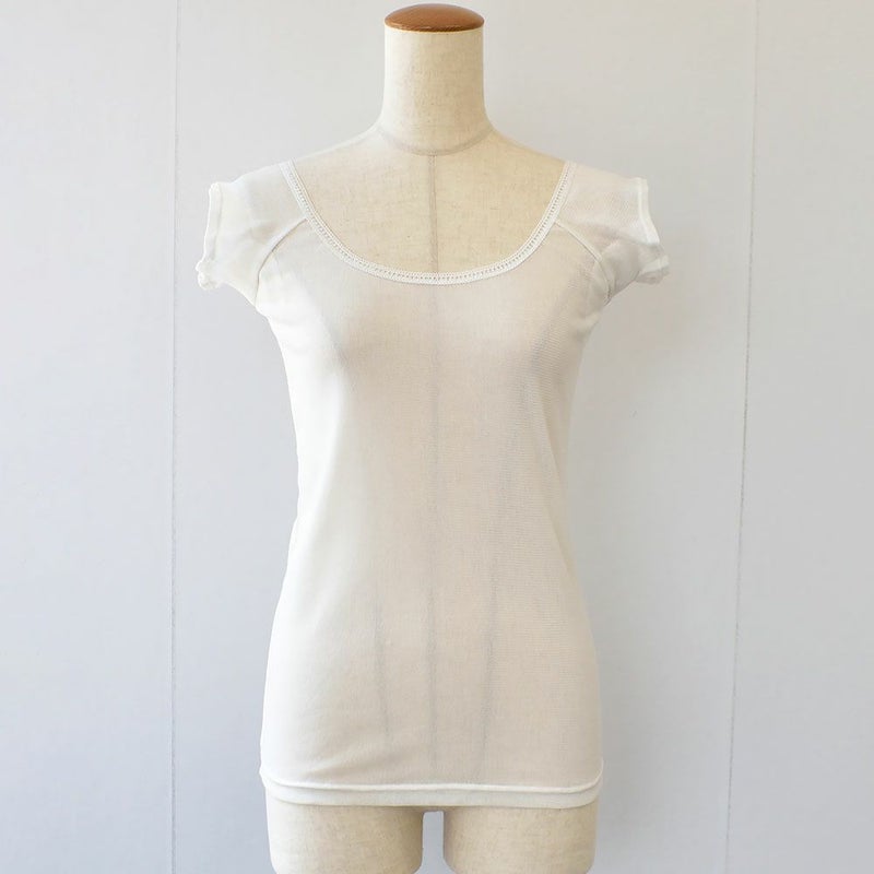 シルクの脇汗パッド付き サラチュール 汗取りインナー 普通丈 日本製