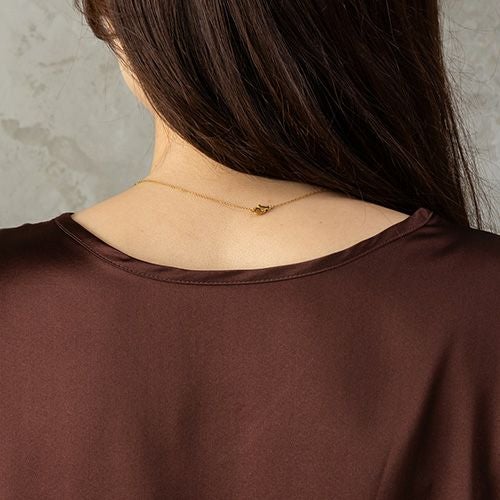 シルク サテンストレッチ Vネック フレンチスリーブ トップス 日本製 19匁