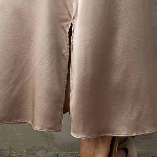 シルク サテンストレッチ ロングスカート 日本製 19匁