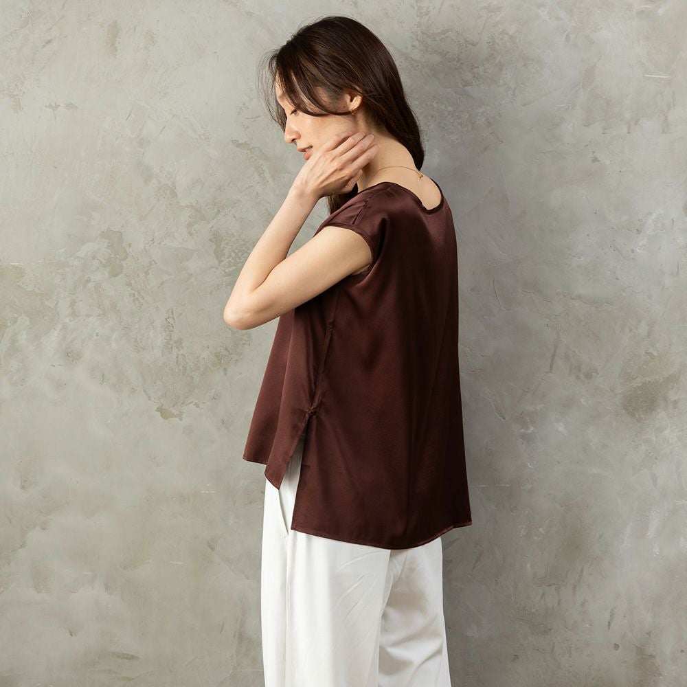 【お得な上下セット】シルク サテンストレッチ トップス＆スカート 上下セット 日本製 19匁