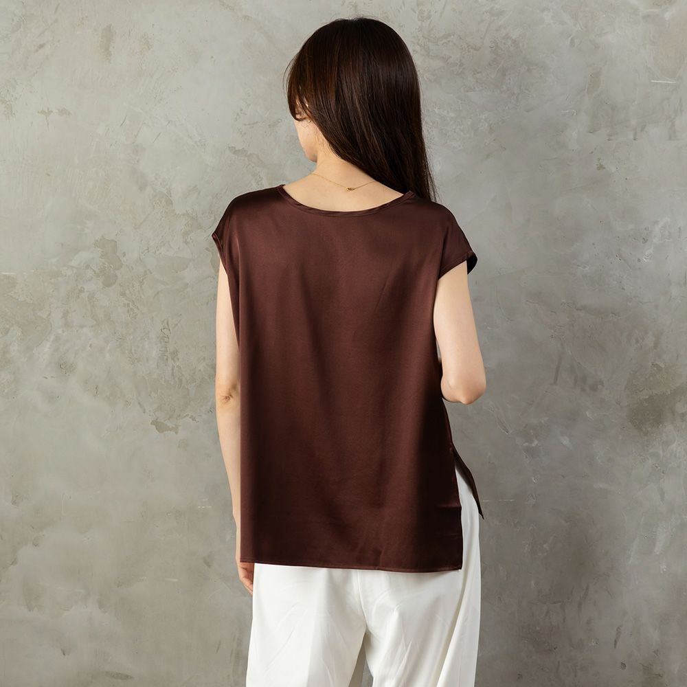 【お得な上下セット】シルク サテンストレッチ トップス＆スカート 上下セット 日本製 19匁