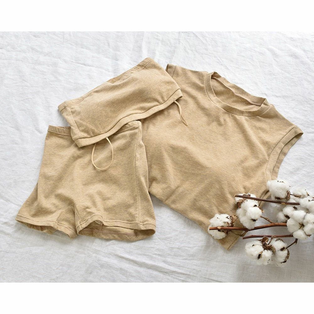 カップ裏シルク オーガニックコットン カップ付き タンクトップ クルーネック ゆるラク 日本製