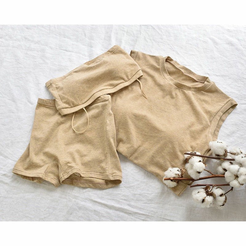 カップ裏シルク オーガニックコットン カップ付き タンクトップ クルーネック ゆるラク 日本製