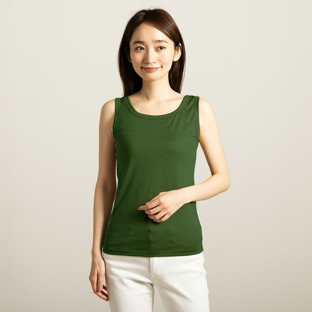 シルク100％ ジャージー カップ付き タンクトップ 日本製 ゆるラク