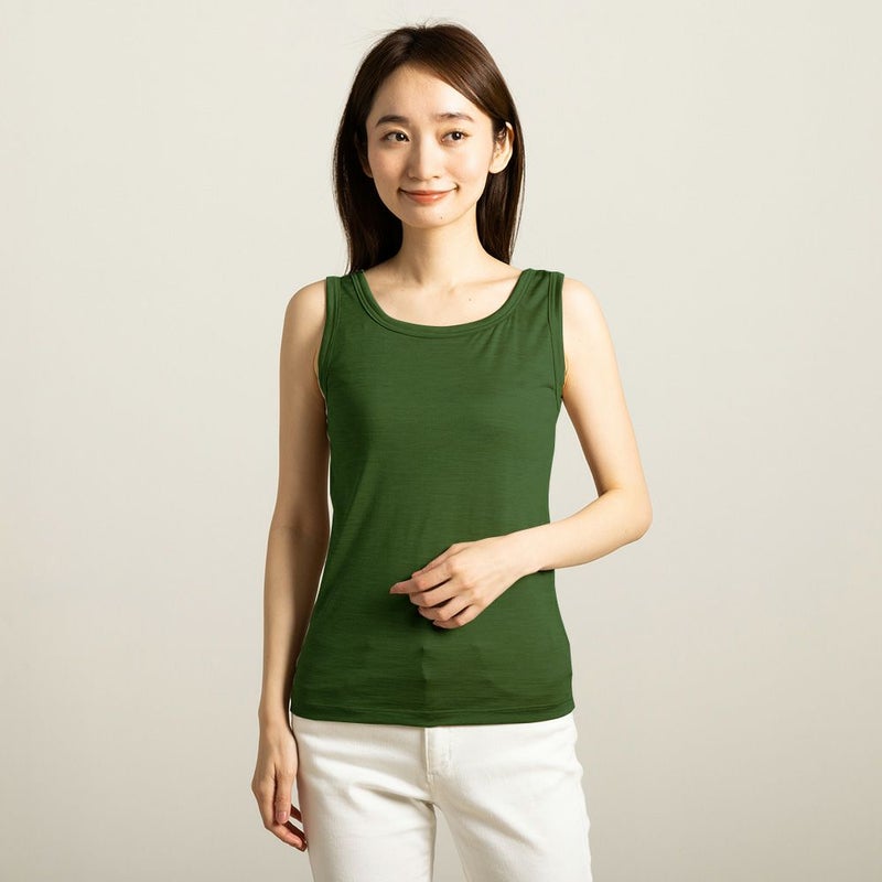シルク100％ ジャージー カップ付き タンクトップ 日本製 ゆるラク