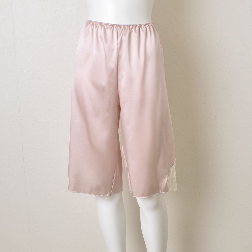  シルクサテン レース付きペチコート 日本製