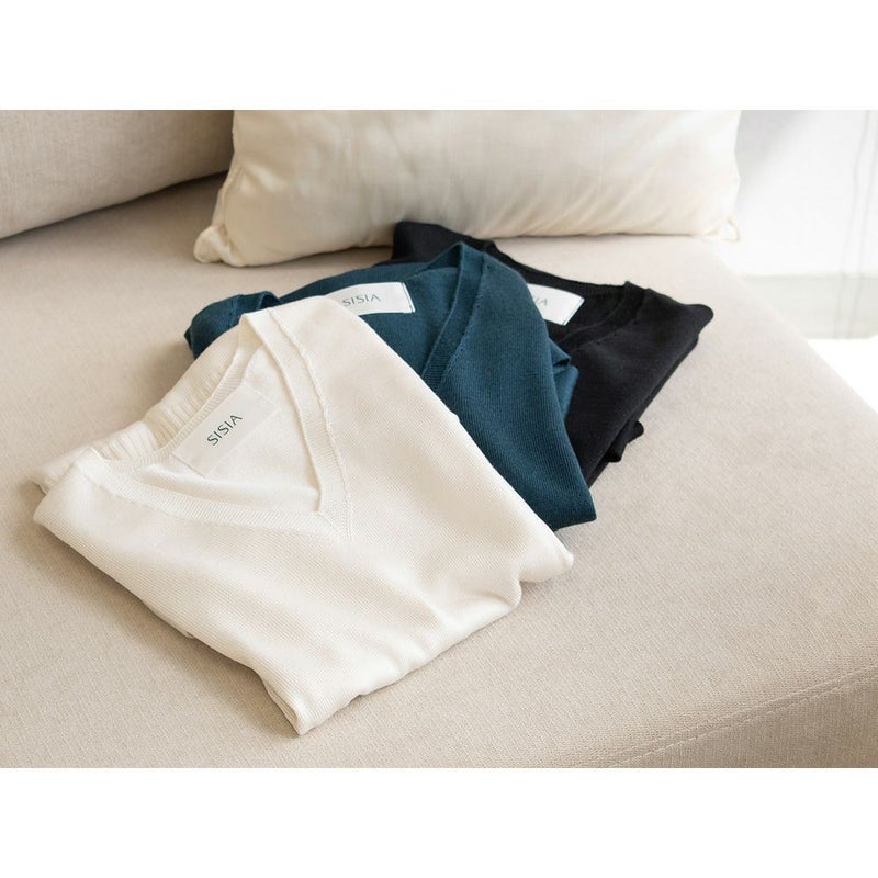 シルク100％ Vネックプルオーバー 日本製 レディース