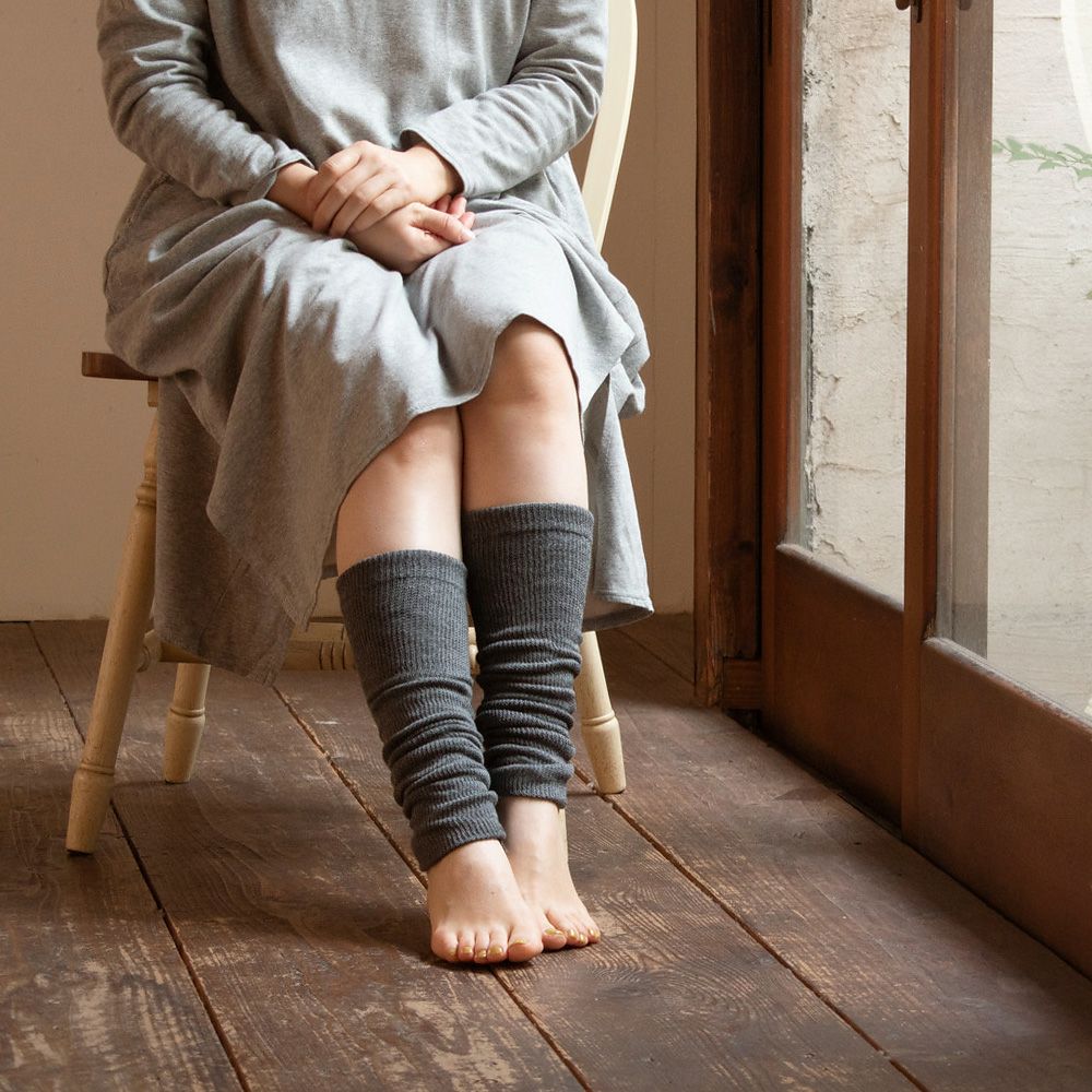 シルク レッグウォーマー 日本製 40cm ロング フィットタイプ 肌側シルク 表側オーガニックコットンの二重構造