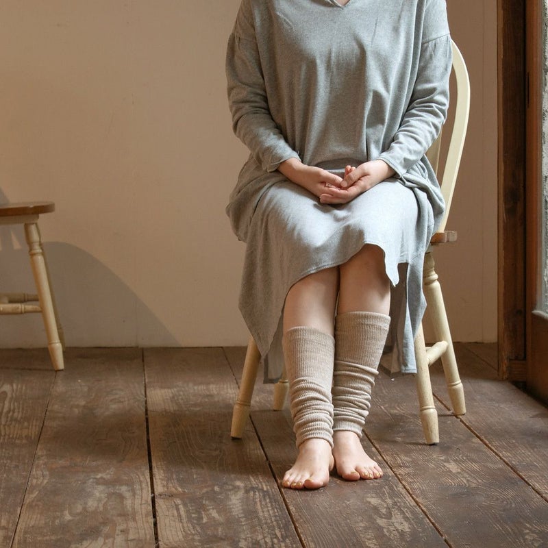 シルク レッグウォーマー 日本製 40cm ロング フィットタイプ 肌側シルク 表側オーガニックコットンの二重構造 男女兼用