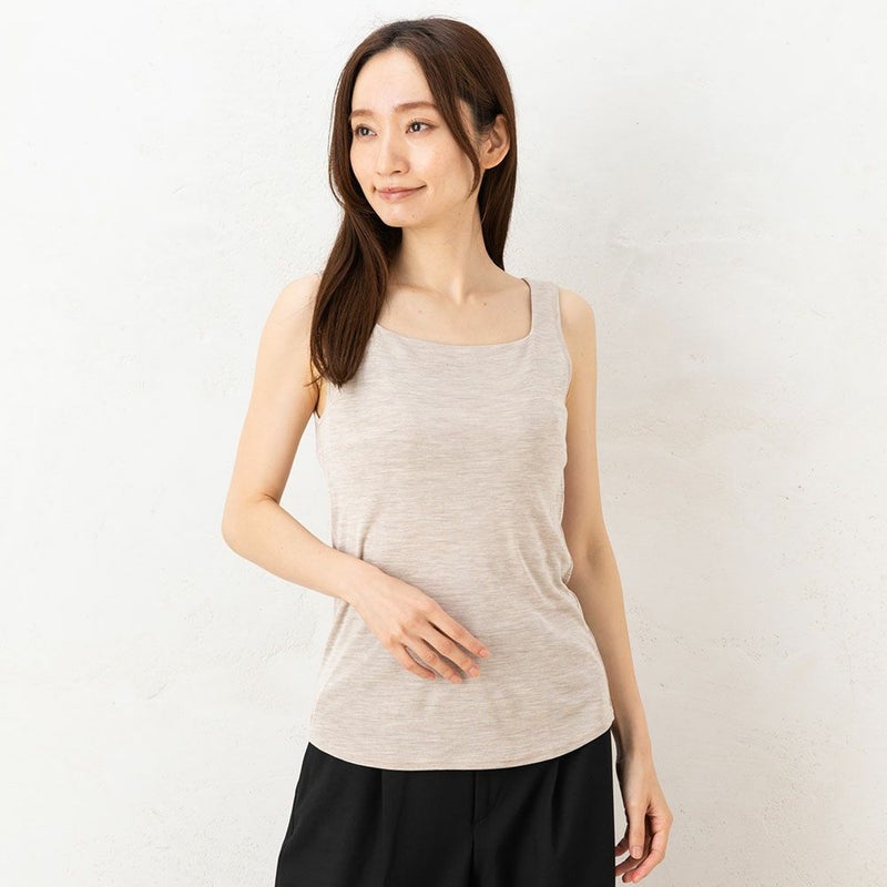 シルク100％ フライス カップ付き タンクトップ 日本製