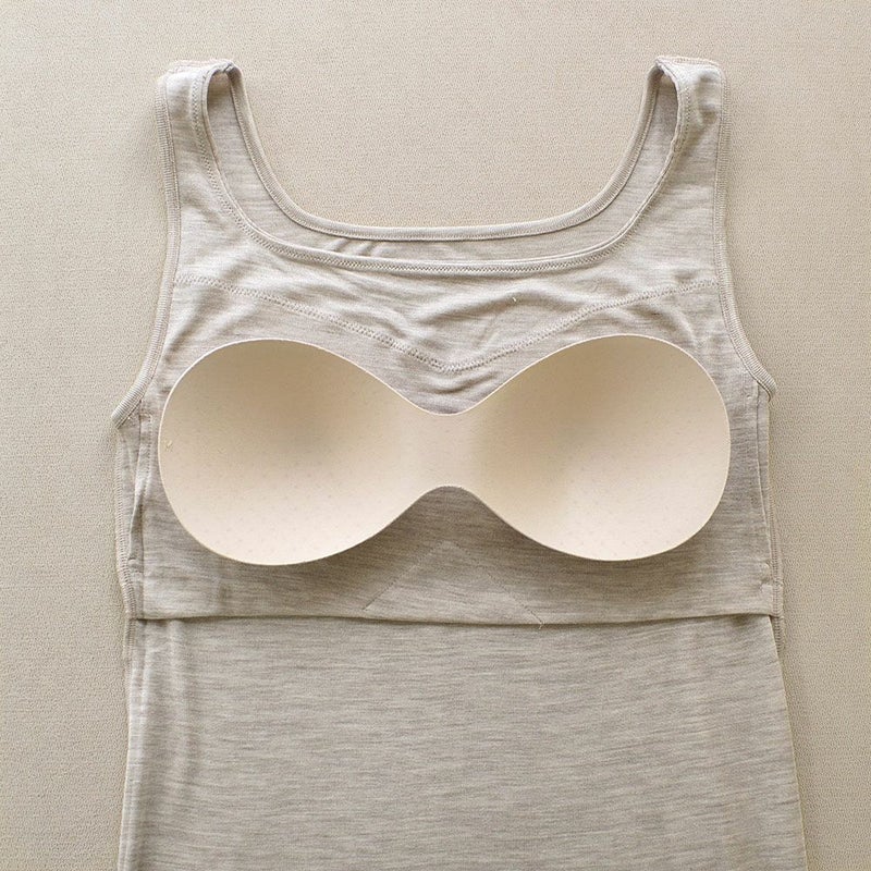 シルク100％ フライス カップ付き タンクトップ 日本製