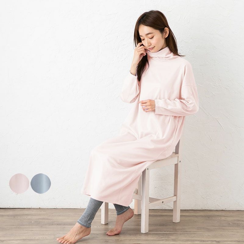 オーガニックコットン ハイネック オーバーワンピース 日本製